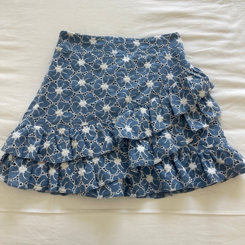 Blue floral eyelet skirt